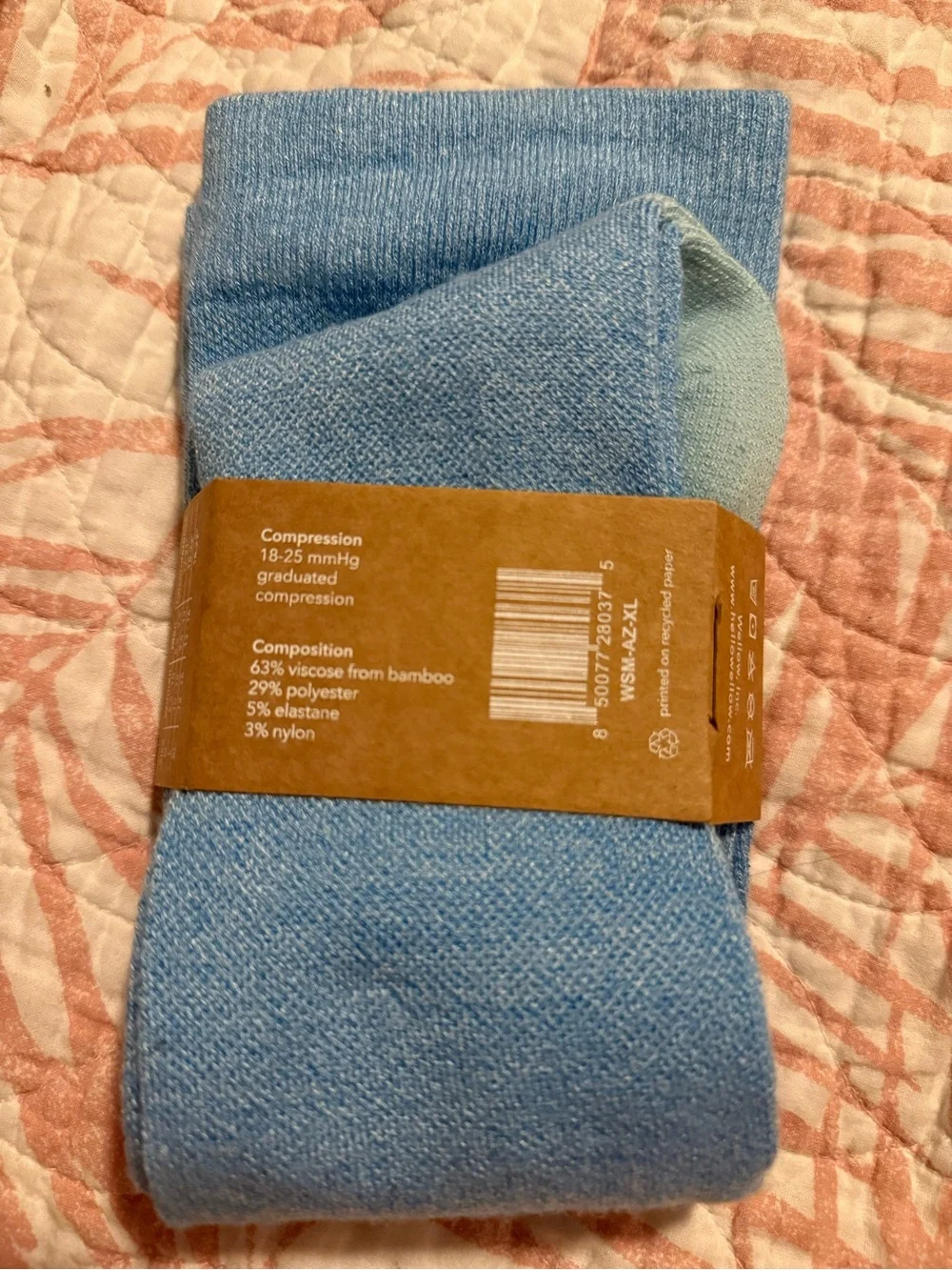 Wellow Azure Blue Wide Calf Knee High Aerolite+ Compression Socks - size XL